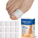 Pnrskter Silicone Toe Protectors - (12pcs for L Size) Toe Sleeve, Toe Caps for Hammer Toes, Overlapping Toes, Blisters, Calluses, Corns,Toenails Loss (White)