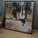 Kate and Laurel Sylvie Western Cowboy Horseback Ranch Abstract Neutral 2 Framed Canvas Wall Art by The Creative Bunch Studio; 30x30 Brown; Modern Abstract Cowboy Art for Wall