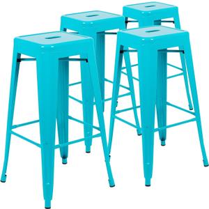 Flash Furniture Lily 30" High Metal Indoor Bar Stool in Teal - Stackable Set of 4