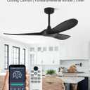 42" Black Ceiling Fan No Light – Outdoor & Indoor Fan with ABS Blades, Remote & App Control, 6-Speed Adjustable Reversible DC Motor for Patio, Porch
