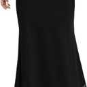 Avanova Women Mesh Long Skirts High Waisted Mermaid Bodycon Spring Midi Casual Skirts Black Solid, Small