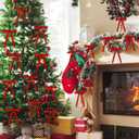 Joottuan Velvet Christmas Bow 5 x 7 inches Rustic Crafts Gift Bows Vintage Velvet Ribbon Wreath Bows for Christmas Tree Home Decor Indoor Outdoor Decoration (48, Red)