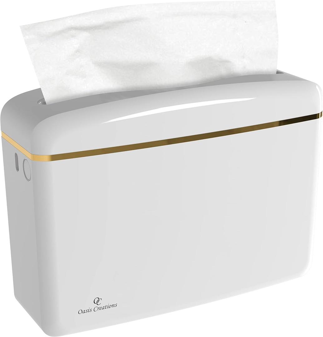 Countertop Multifold Hand Paper Towel Dispenser by Oasis Creations, Single Sheet Dispensing  Glossy White