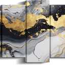 5Pcs Black and Gold Canvas Art Abstract Wall Decor Framed for Living Room Modern Texture Picture Gray Posters Prints Home Decor - 8x14inx2 8x18inx2 8x22inx1, 40x22 inch