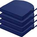 Outdoor Chair Cushions Set of 4 Water Resistant Patio Chair Cushions with Tie 3 Year Color Fastness Thick Outdoor Seat Cushion for Garden Lawn Round Corner Navy 17x16 Inch