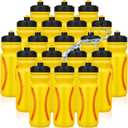Nitial 20 Pack Softball Squeeze Water Bottle Bulk 20 oz Sports Bottle with Pull Top Lid Plastic Reusable Gifts Tumbler for Sports Travel Gym Party Supplies (Yellow)