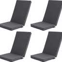 Outdoor Adirondack Chair Cushions Set of 4 - Removable Covers, Water-Repellent, Fade-Resistant, Non-Slip Bottom & Securing Straps, Universal Fit for Most Adirondack & Rocking Chairs - Dark Grey