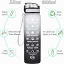 Enerbone Water Bottle, Leakproof BPA & Toxic Free, Motivational Water Bottle with Times to Drink and Straw, Fitness Sports Water Bottle with Strap for Office, Gym, Outdoor Sports