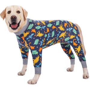 Dog Surgery Recovery Suit Onesies for Large Dogs Spayed Recovery Suit Cone Alternative After Surgery Abdominal Wounds Protector Dog Bodysuit for Medium Large Dogs Pajamas (3XL, Navy Dinosaur)