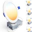 Ensenior 4 Pack 6 Inch LED Recessed Light, Dimmable, 2700K-5000K 5CCT, 1200LM High Brightness, 12W 120V, Damp Rated, Ultra-Thin Canless Wafer Ceiling Light - ETL & FCC & IC