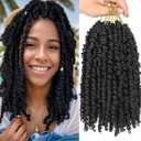 Passion Twist Crochet Hair 10 Inch 6 Packs Pre-Twisted, Pre-Looped, Wavy, Curly, Short Bohemian Crochet Braids Hair for Black Women, Kids & Girls (10 Inch,1B)