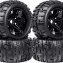 HobbyPark 3.8 Pre-Glued 1/8 Monster Truck Tires Wheels 17mm Hex for Arrma Kraton 6S Outcast Traxxas Widemaxx T-Maxx E-Revo 2.0 3.3 Summit HPI Savage Mounted with Foam Inserts, Set of 4