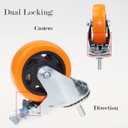 Heavy Duty Stem Caster Wheels M10-1.5X25mm Dual Locking No Noise PVC Threaded Stem Caster Wheels Pack of 4 for Workbench, Dolly, Furniture (4 Inch, Orange)