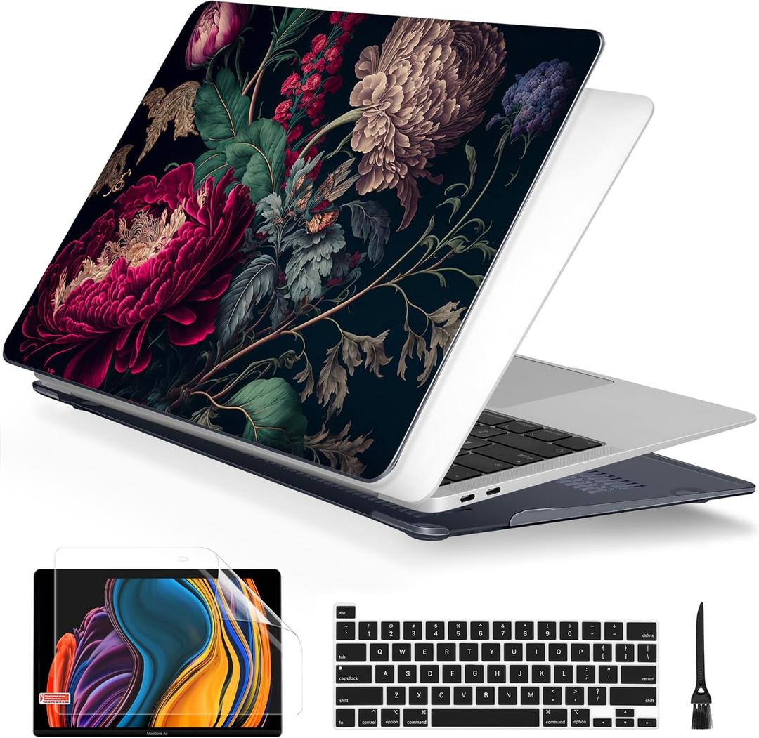 Batianda Case for New MacBook Pro 13 Inch 2022 M2 Chip and Model A2338 M1 A2251 A2289 2021 2020 Release,Stylish Designed Hard Shell with Keyboard Cover & Screen Protector, Vintage Flower