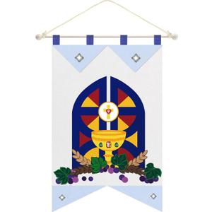 HunnmingRe First Communion Banner Kit for Girls and Boys, 12 x 18 Inches 1st Holy Communion Banner Kits Felt Catholic Gifts for Sunday School DIY Arts and Crafts(Classic)