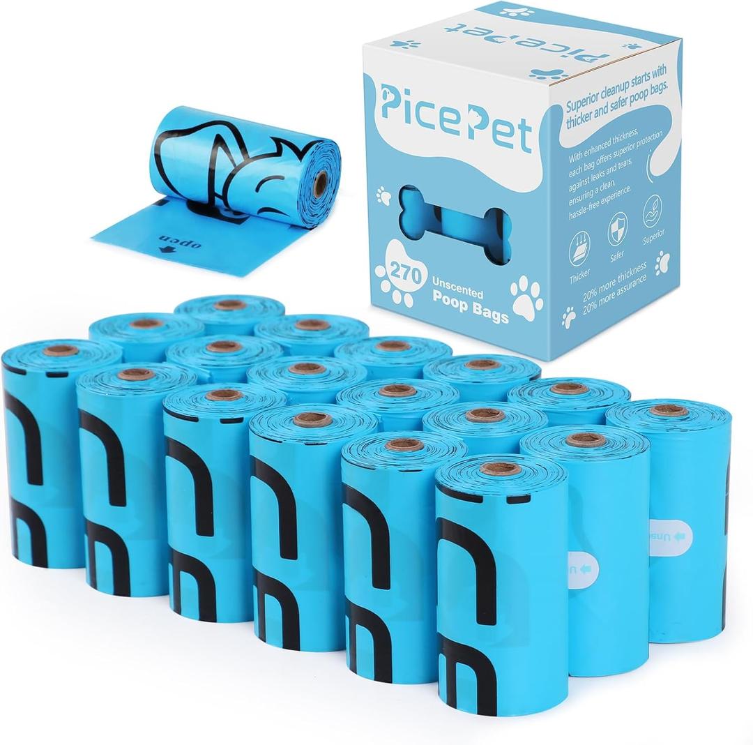 Heavy Duty Dog Poop Bags Rolls - Leak Proof Guaranteed, 270 Bags for Large Doggy, Doggie, Puppy, Cat,Jumbo Size, Extra Large, Extra Thick & Extra Strong, 9" x 13" Unscented, Made in PRC