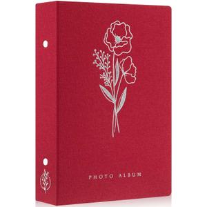 Lanpn Photo Album 4x6 300 Pockets, Linen Photo Albums Holds 300 Horizontal Pictures Only Red