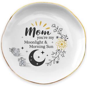2 x Tiny Detalles Jewelry Dish Mother’s Day Gifts – Birthday Gifts for Mom Grandma, Ceramic Trinket Dish for Decor, Thank You Mother in Law Gift, Elegant Tray for Rings Earrings Keys