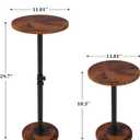 Drink Table, Small Round Side Table - 360° Swivel Height Adjustable for Small Spaces, Pedestal Martini Table for Sofa Couch, Living Room, Bedroom, Vintage