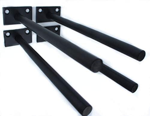 4 Pcs 8" Black Solid Steel Floating Shelf Bracket Blind Shelf Supports - Hidden Brackets for Floating Wood Shelves - Concealed Blind Shelf Support  Screws and Wall Plugs Included