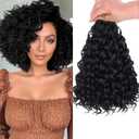 XTREND 10 Inch Gogo Curl Crochet Hair 8 Packs Pre-looped Ocean Wave Synthetic Braiding Hair for Women (16Strands/pack 1B#)