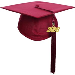 2 x Newrara Graduation Unisex Matte Adult Graduation Cap with Tassel (Maroon)