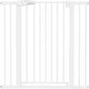 Babelio 36" Tall Dog Gate PressGuard C5, 26-40" Wide Auto Close Baby Gate, Pressure Mounted Metal Pet Gate, Easy Install No Drilling, No Tools Needed, with Wall Protectors and Extension Kits, White