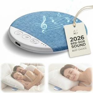 Bluetooth Pillow Speaker for Sleeping Under Pillow Speaker with Bone Conduction Technology, Flat&Thin Design, Ideal for Side Sleepers White Noise&Rain Sounds Machine for Sleep,Wireless Sleep Speaker
