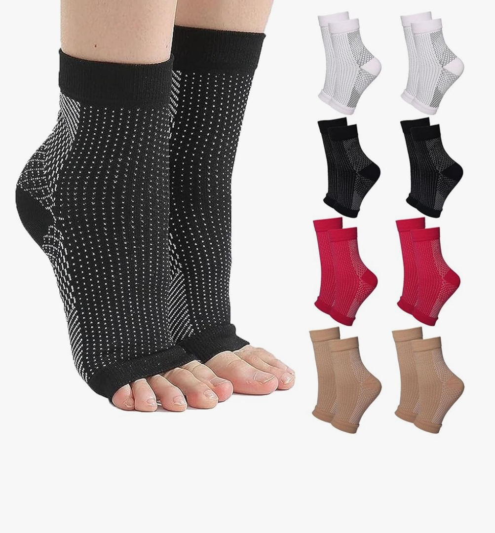 Neuropathy Socks for Women and Men,Soothe Relief Compression Socks, Ankle Brace for Plantar Fasciitis Sleeve Soothe 8 Pairs L/XL