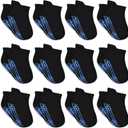 HYCLES Toddler Grip Ankle Socks, Non Slip Baby Sock Anti-Slip Kid Socks for Boys Girls 1-7 Years (1-3T, black)