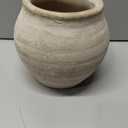 Briful Rustic Vintage Ceramic Pottery Vase, 6.1'' Farmhouse Table Decor with Distressed Texture, Wide Mouth Decorative Jar Vases for Home Decor, Shelf & Entryway, Cream White