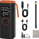 Tire Inflator Portable Air Compressor25000mAh, 4X Fast Air Pump for Car Tires, 150PSI Electric with Digital Pressure Gauge/LED Light/Power Bank, Bike Pump/Motorcycle/Ball/Car Accessories