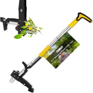 Weeding Puller Tool, 41.3 Inch Stand Up Weed Puller, Long Handle Weeding Tool with 4-Jaw Steel Head, Collapsible Pedal and Handle Guard. Easily Pulls Weeds without Bending Over or Kneeling Down