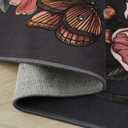 Rugcomf Runner Rug for Kitchen Rug Non Slip 2'6''x8' Washable Rugs with Rubber Backing Soft Floral Butterfly Carpet for Kitchen Laundry Bedroom Bathroom, Umbra Grey