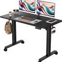 Monomi Electric Height Adjustable Standing Desk, 48x24 Inches, Ergonomic Home Office Sit/Stand Up Desks (Black Steel Frame/Black Top)