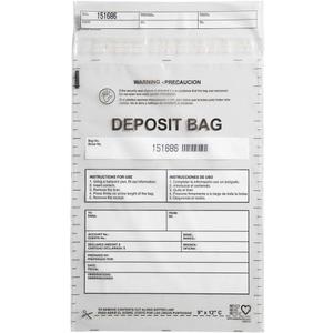 Clear Plastic Deposit Bags 9"x12" | Secure Bank Deposits, Cash Handling or Safe Currency Transportation | Sequential Barcodes | Tamper-Evident | Tear-Off Receipt for Security | 100-Pack