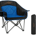 FAIR WIND Oversized Padded Camping Chair Heavy Duty Quad Fold Arm Chair Portable for Outdoor - Support 500LBS, Blue