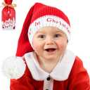 Baby Santa Hat Knit Christmas Beanie Winter Red Hats for Newborn Infant Holiday Warm Xmas Claus Decoration Gifts