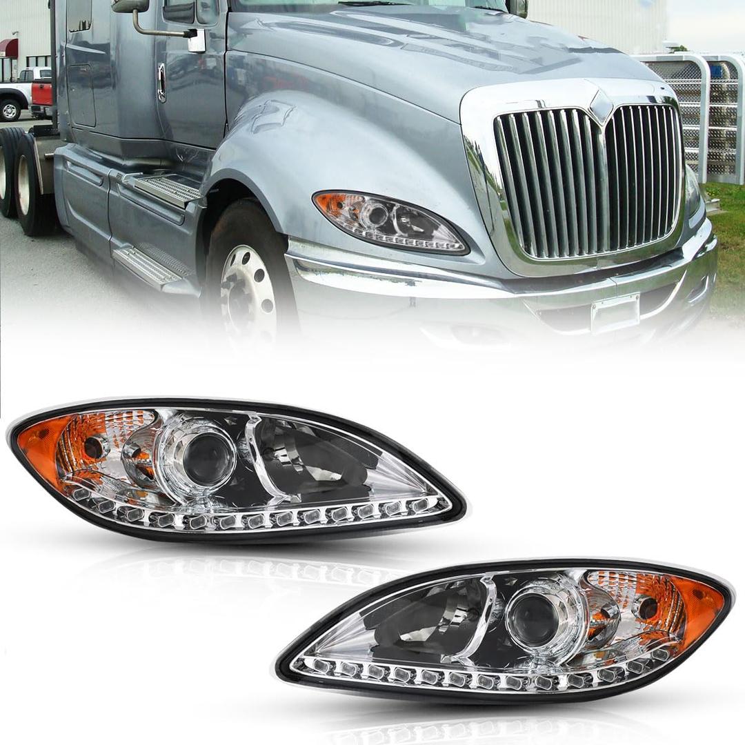 For International Prostar Headlight 2008 2009 2010 2011 2012 2013 2014 Headlamp Assembly Replacement (Pair)