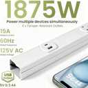 36" Under Cabinet Outlet Strip, 2 x USB Ports, 6 x TR Outlets, ETL Listed