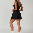 ABOCIW Womens High Neck Tennis Dress Sleeveless Wrap Skirt Built in Shorts Golf Athletic Dress Workout Rompers (Black) Medium