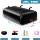 GHOSOONE 240 L/63 Gal Water Bladder Tank, Foldable Portable Water Storage Container, Emergency Water Bag for RV, Truck Bed, Fire Prevention, Drought Resistance, Black