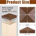 Therwen 16 Pcs (Brown,for 4'' x 4'' Nominal,Actual 3.5'' x 3.5'') Fence Post Caps Aluminum Metal Pyramid Deck Post Top Cover for Wood Fence Deck Mailbox Patio Lamp Dock