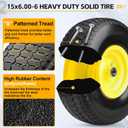 2 Pcs 15x6.00-6nhs Flat Free Lawn Mower Tire and Wheel,15x6-6 Lawn Mower Tire with 3/4" & 5/8" Bearing-1"Bushings,3" Centered Hub,Compatible with John Deere Husqvarna Riding Mowers Lawn Tractors