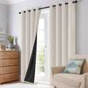 SimpleHome 100% Blackout Curtains for Bedroom,Thermal Insulated Grommet Window Drapes Room Darkening Cream Curtains for Living Room with Black Back,52 x 84 Inch,2 Panels