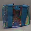 Case-Mate Emerald Blue Jelly Tote – Iridescent Tote Bag with Phone Pouch for Women – Waterproof, Tip-Proof, Foldable & Washable – Handbag for Everyday Use, Travel, Pool & Vacation - Large