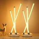 NUÜR LED Table Lamp Black, Diamond Bright Effect, Dimmable, Metallic Bedside Lamp with 3 Colour Temperature, Décor Lamp for Living Room, Bedroom, Office (Three Lines Table Lamp 2 Pack)