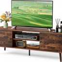 DUMOS TV Stand for 55 60 inch TV, Entertainment Center with Storage Cabinet, Mid Century Modern Media Console Table, Adjustable Hinge, Wooden Television Furniture for Living Room, Office - Brown