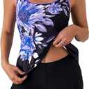 B2prity Tankini Swimsuits for Women Two Piece Bathing Suits Tummy Control Long Torso Tank Tops with Shorts Black,Blue, L