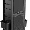 TASALON Premium Lockable Salon Trolley with Wheels and 6 Drawers & 2 Bucket, Versatile Salon Cart for Hair Stylist, Tattoo, Barber